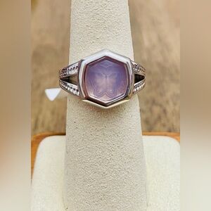 Kendra Scott Davie Intaglio Silver Butterfly Indigo Ring 6